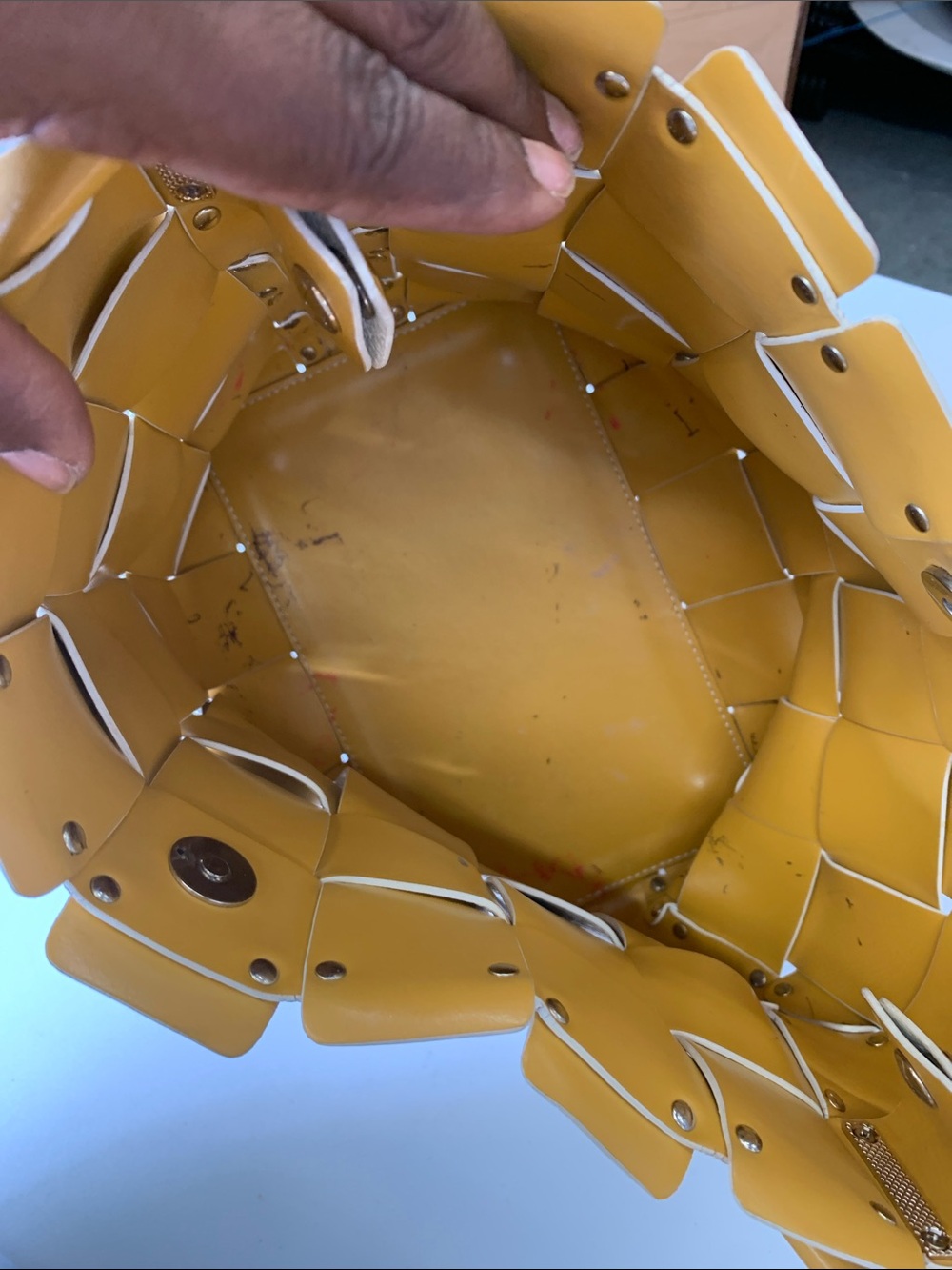 Yellow Women's Bucket Bag - Contemporary Tile Panel Design